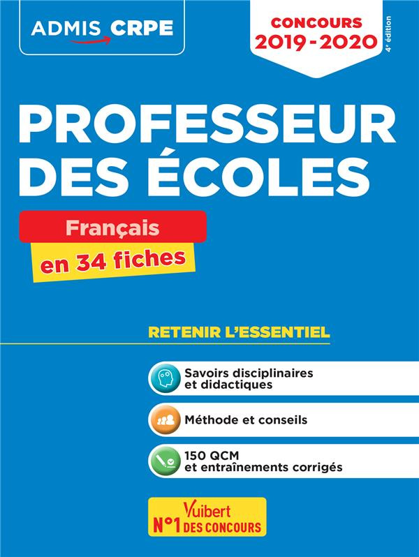 Concours Professeur des écoles (CRPE). Français en 34 fiches, Edition 2019
