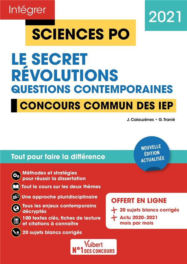 Le secret ; Révolutions. Questions contemporaines. Concours commun des IEP, Edition 2021