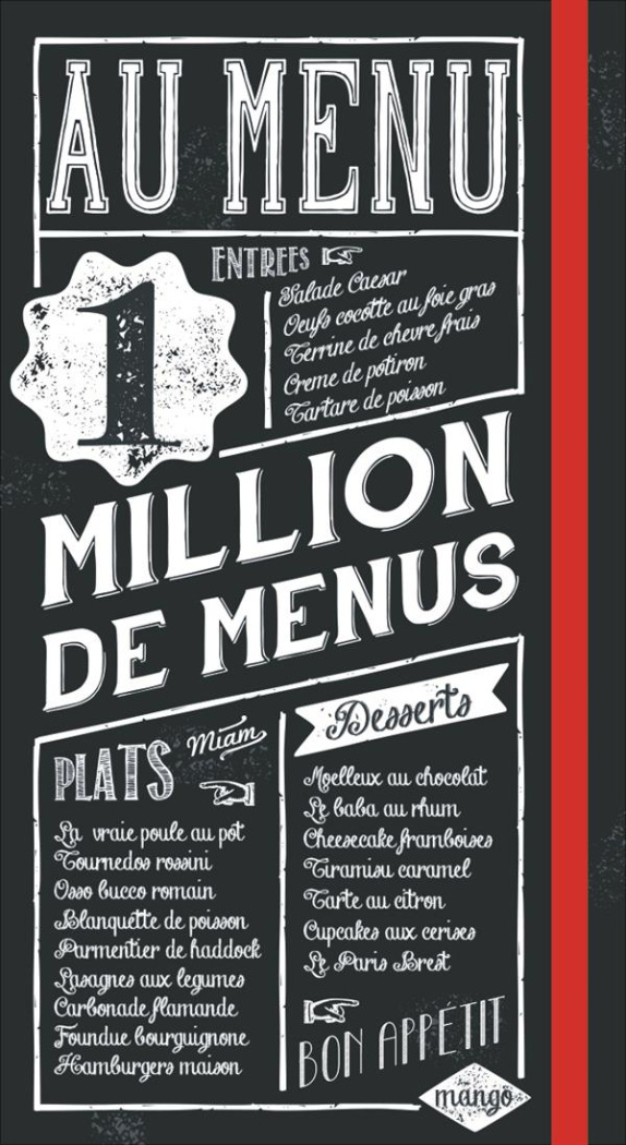 Au menu. 1 million de menus