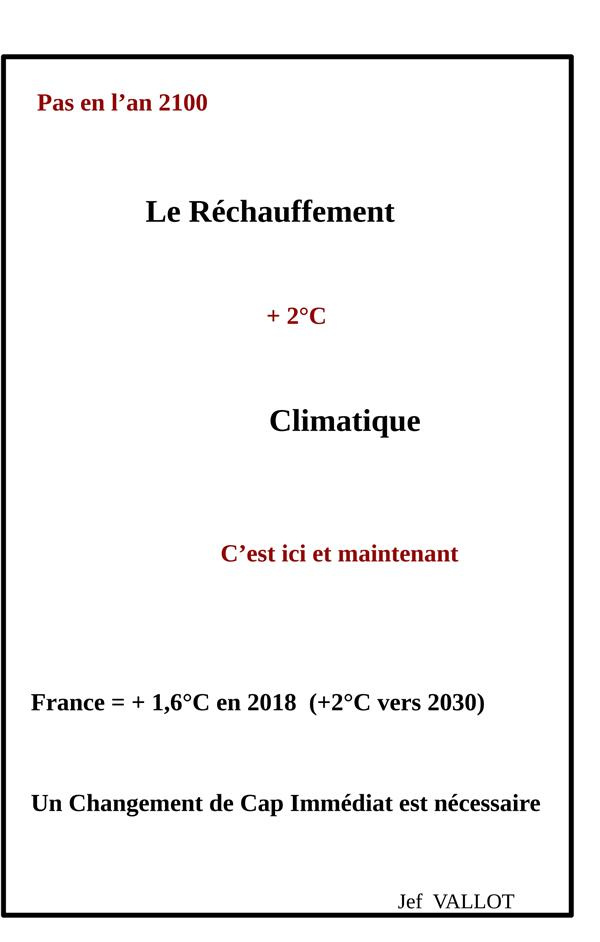 LE RECHAUFFEMENT CLIMATIQUE - +2 , C'EST ICI ET MAINTENANT