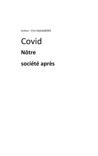 Covid. Nôtre société après