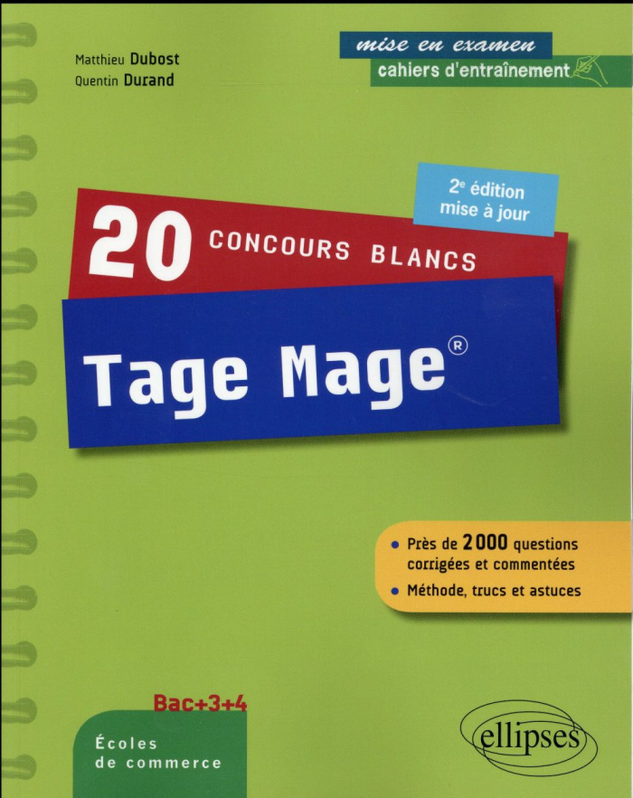 20 concours blancs Tage Mage. 2e édition