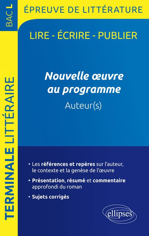 NOUVELLE OEUVRE AU PROGRAMME BAC L 2019