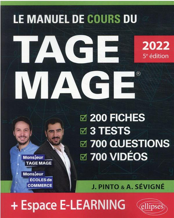Le manuel de cours du TAGE MAGE. 200 fiches, 3 tests, 700 questions, 700 vidéos, Edition 2022