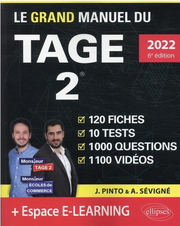 Le Grand Manuel du TAGE 2. 120 fiches, 10 tests, 1000 questions, 1100 vidéos, Edition 2022