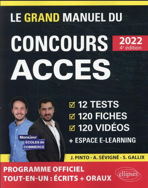 Le Grand Manuel du concours ACCES. 12 tests blancs, 120 fiches de cours, 120 vidéos de cours, 1 000