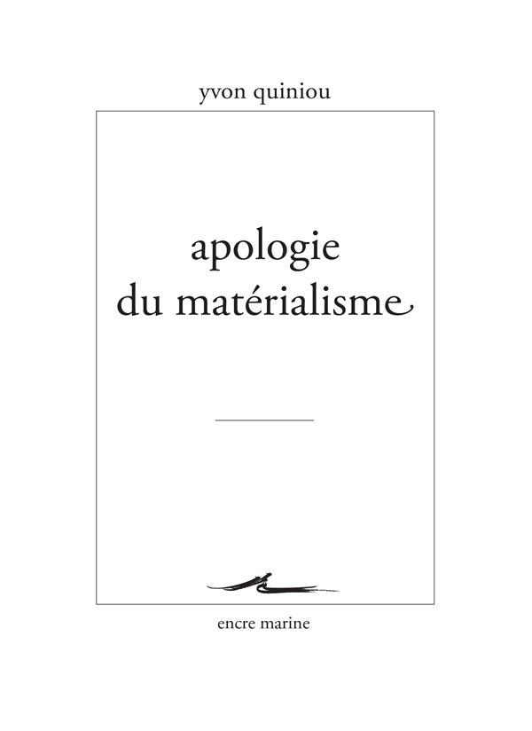 Apologie du matérialisme