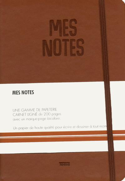 Notes cuir caramel. Mes notes - Une gamme de papeterie - Carnet ligné de 200 pages avec un marque-pa
