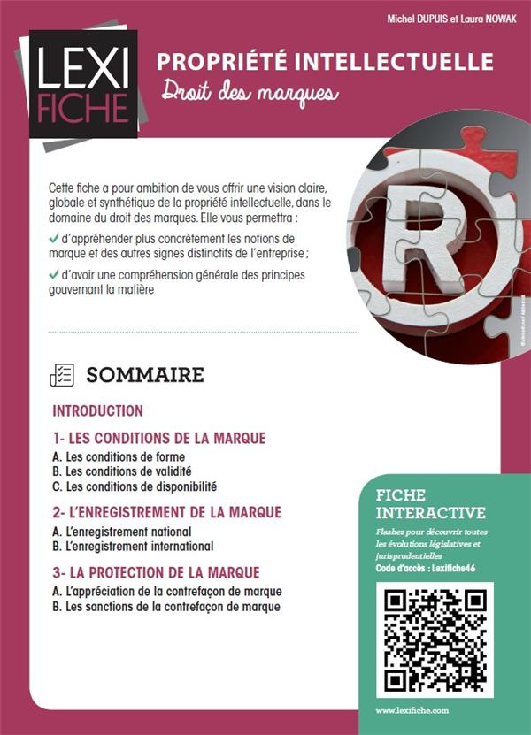 Propriété intellectuelle. Droit des marques