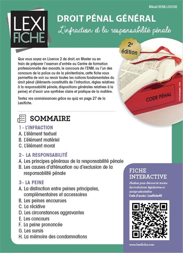 Droit pénal général. L'infraction et la responsabilité pénale, 2e édition