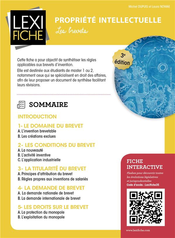 Propriété intellectuelle. Les brevets, 3e édition