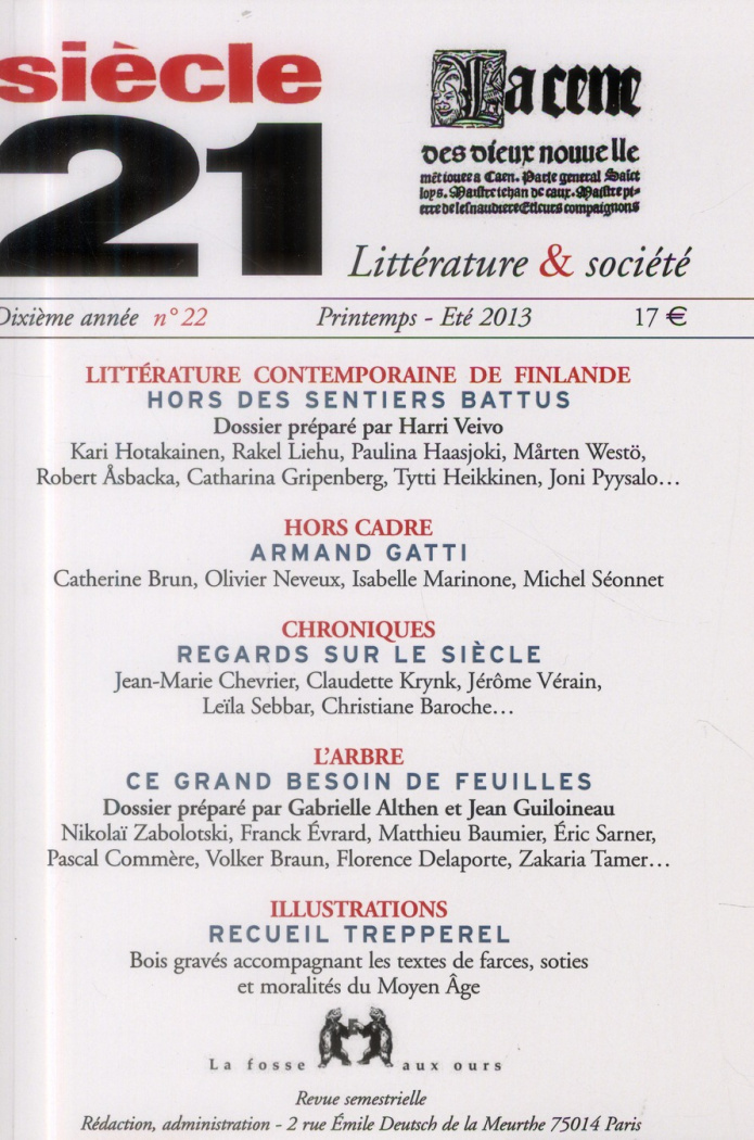 Siècle 21 N° 22, printemps-été 2013