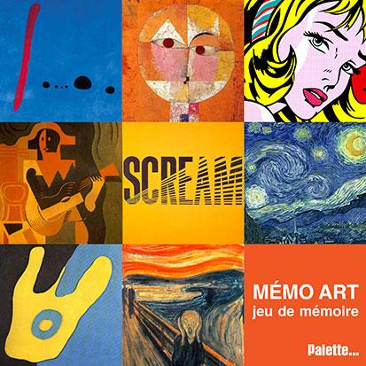 Mémo art. Boîte de jeu de 72 cartes livret