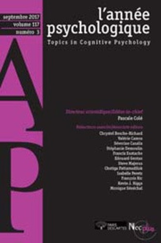 L'année psychologique Volume 117 N°3, septembre 2017