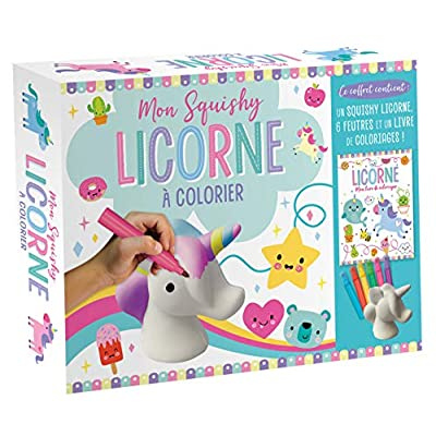 Mon squishy licorne à colorier. Livre de coloriages avec 1 squishy licorne et 6 feutres