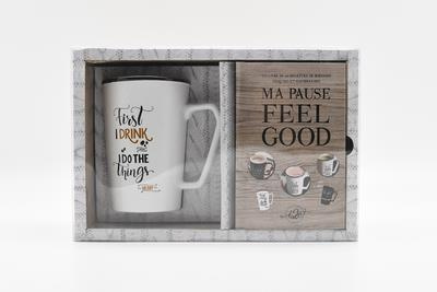 Coffret blanc ma pause feel good. Le livre de recettes de boissons chaudes et gourmandes avec un mug
