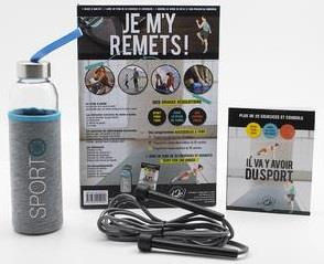 Coffret Je m'y remets ! Mes bonnes résolutions. Avec 1 corde à sauter, 1 gourde en verre de 50 cl et