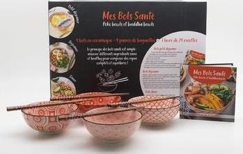 Coffret rouge L'équilibre est dans le bol. Mes bols santé, poke bowls et buddha bowls avec 4 bols en
