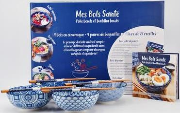 Coffeet Mes bols santé. Poke Bowls et buddha bowls. Avec 4 bols en céramique   4 paires de baguettes