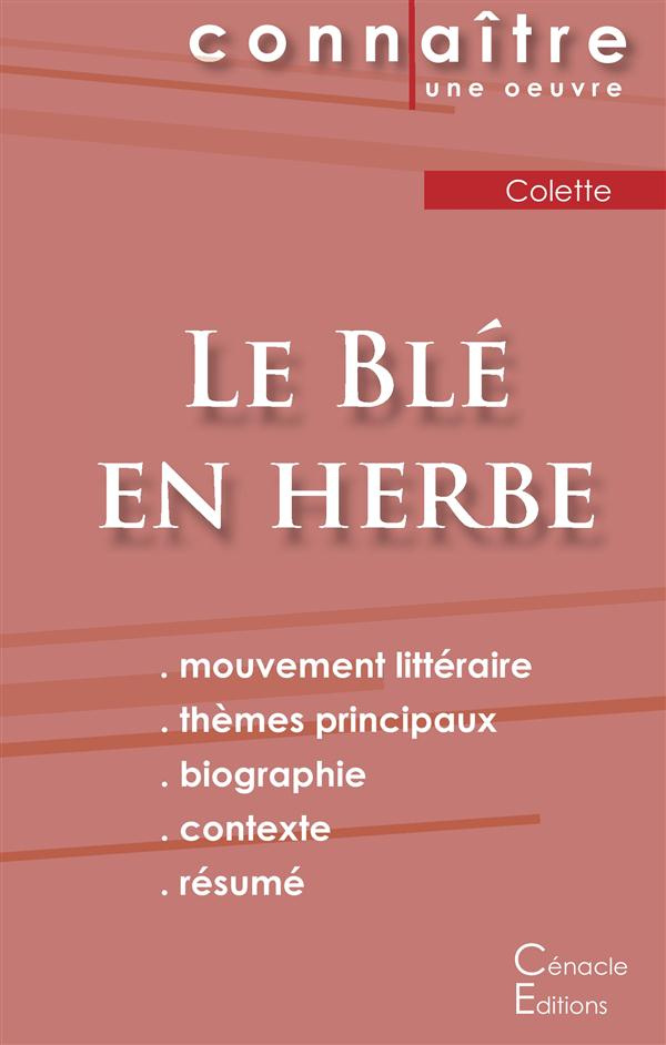 Le blé en herbe. Fiche de lecture