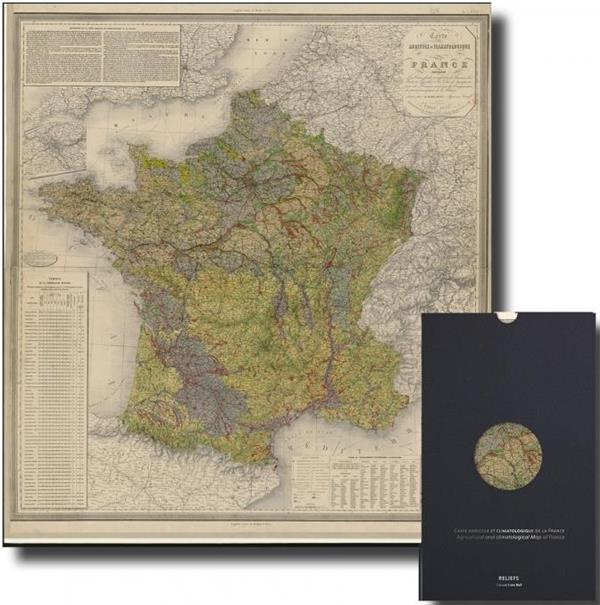 Carte agricole et climatologique de la France. 67,6 × 79 cm, Edition bilingue français-anglais