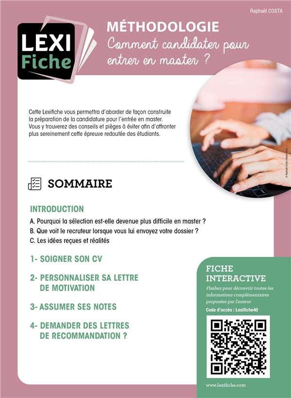 Méthodologie. Comment candidater pour entrer en master ?
