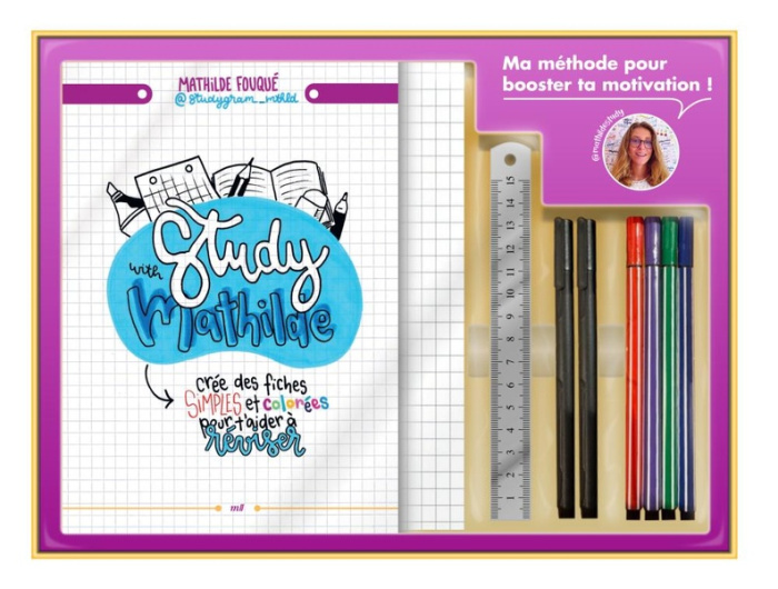 Le kit ultime de révision by Study with Mathilde. Avec 1 règle en métal de 15 cm, 2 stylos noirs lin