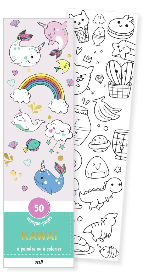 Kawaï. 50 marque-pages à peindre ou à colorier