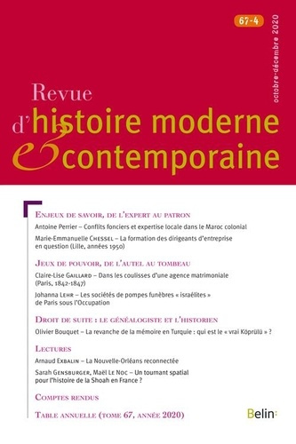 Revue d'histoire moderne et contemporaine Tome 67 N° 4