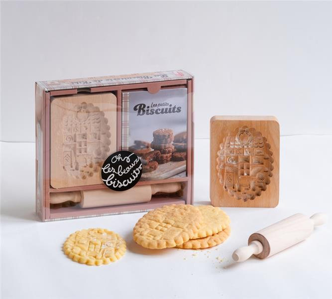 La biscuiterie de Kiki. Coffret avec 1 moule, 1 rouleau à pâtisserie et 1 livret