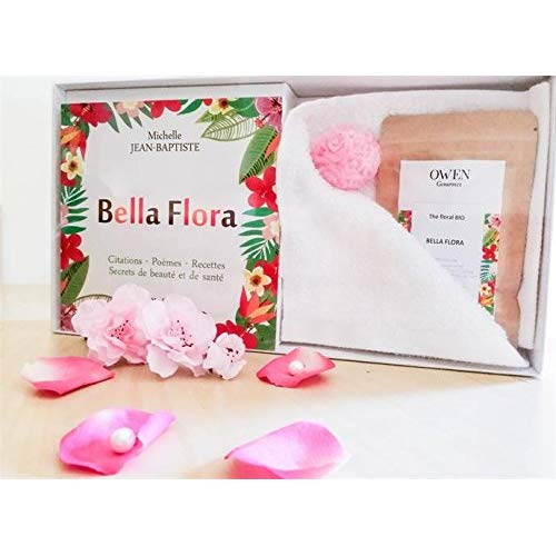 Bella Flora Box. Avec 1 livre, 1 savon, du thé et 1 petite serviette