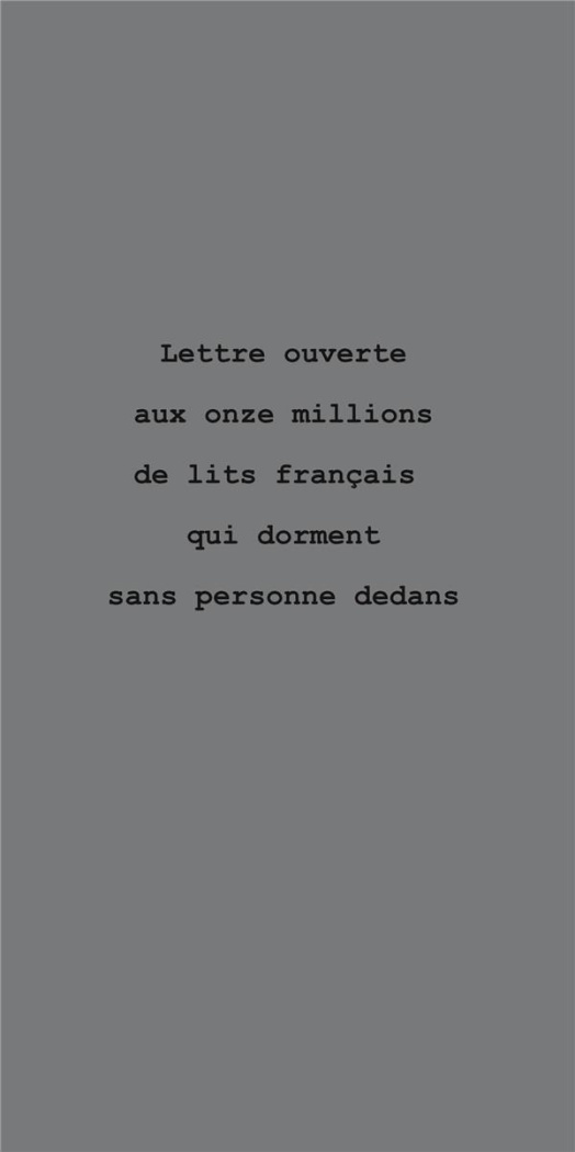 Lettre ouverte aux onze millions de lits français qui dorment sans personne dedans