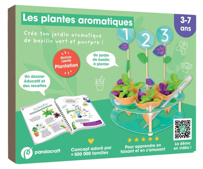 LES PLANTES AROMATIQUES - KIT PANDACRAFT 3-7 ANS - CREE TON JARDIN DE BASILIC !