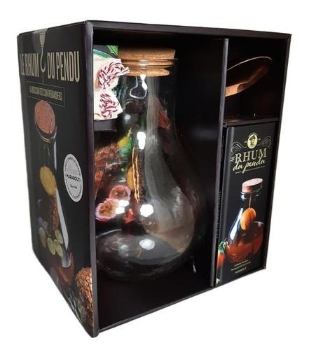 Coffret Le rhum du pendu. Avec 1 dame-jeanne, 1 bouchon en liège muni d'un crochet, de la ficelle, 1