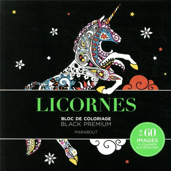 Licornes. Carnet de coloriage black premium