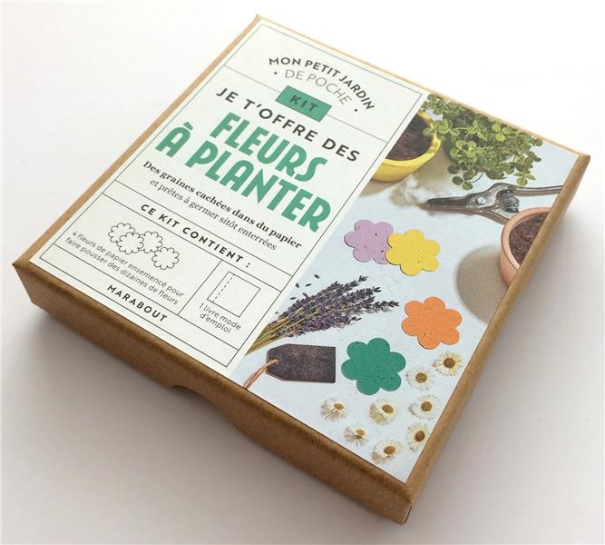 Kit Mon petit jardin de poche Je t'offre des fleurs à planter. Des graines cachées dans du papier et