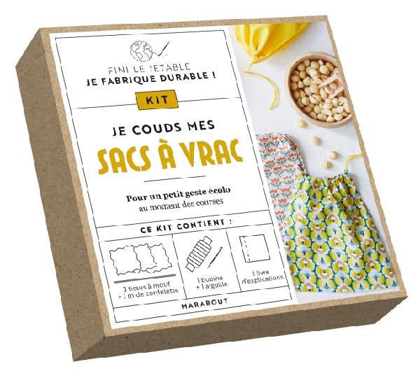 Kit Fini le jetable, je fabrique durable ! Je couds mes sacs à vrac. Le livre d'explications avec 3