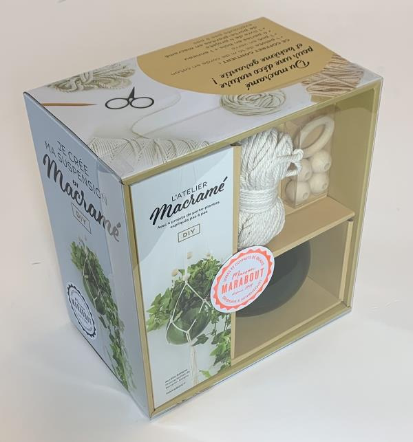Coffret L'atelier macramé. Le livre de 4 projets de porte-plantes en macramé expliqués pas à pas ave