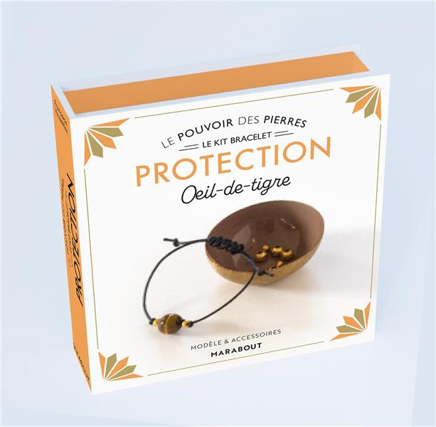 Le kit bracelet protection. Oeil-de-tigre. Avec 1 perle ronde en Oeil-de-tigre naturel, 2 petites pe