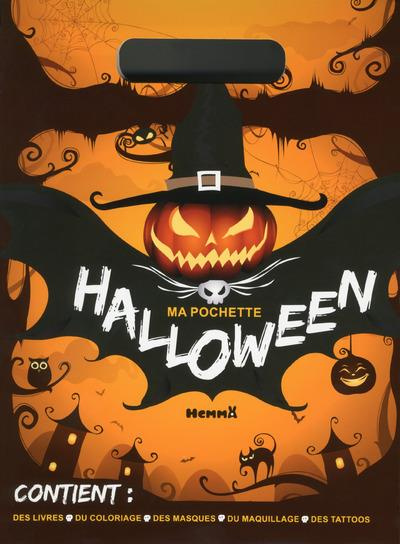 Ma pochette Halloween. Contient : des livres, du coloriage, des masques, du maquillage, des tattoos