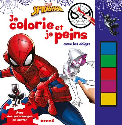 Je colorie et je peins avec les doigts Spider-Man. Avec des personnages en carton