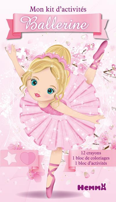 Mon kit d'activités Ballerines. 12 crayons de couleur, 1 bloc de jeux, 1 bloc de coloriages