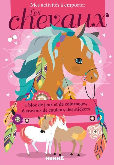 Les cheveaux - Mes activités à emporter. Avec 1 bloc de jeux et de coloriage, 6 crayons de couleur,