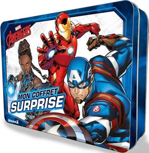 Mon coffret surprise Marvel Avengers. Avec 64 pages de jeux et coloriages, des autocollants, un masq