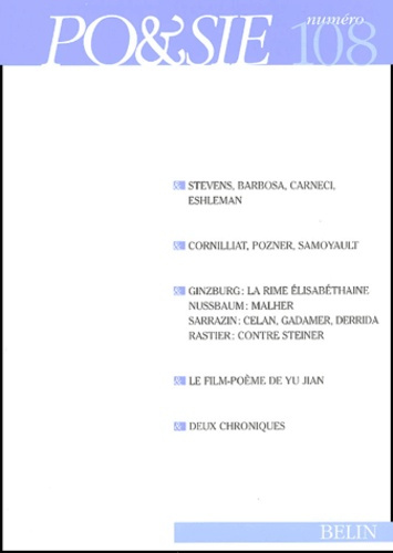 Po&sie N° 108, deuxième trimestre 2004