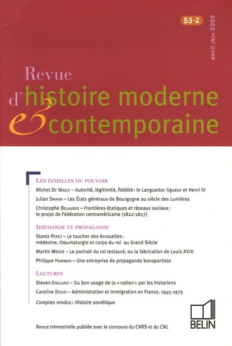 Revue d'histoire contemporaine Tome 53, n°2, Avril-Juin 2006