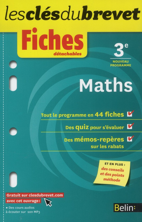 Maths 3e. Fiches détachables