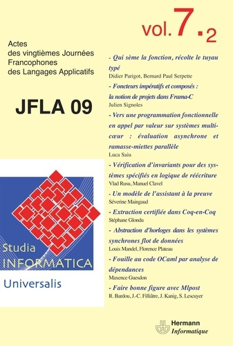 Studia Informatica Universalis n°7-2 JFLA 2009. Actes des vingtièmes Journées francophones des langa