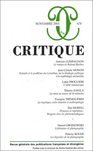 Critique N° 678 Novembre 2003