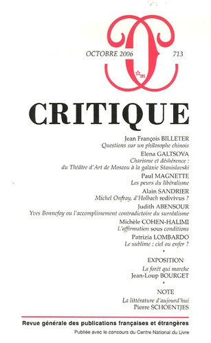 Critique N° 173, Octobre 2006